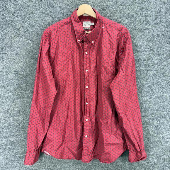 J. Crew Other - J. Crew Shirt Men XL Pink Geometric Button Up Collared Long Sleeve Slim Pockets